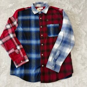 NWT Aeropostale Mens Button Down Lightweight Flannel Shirt Colorblocked L